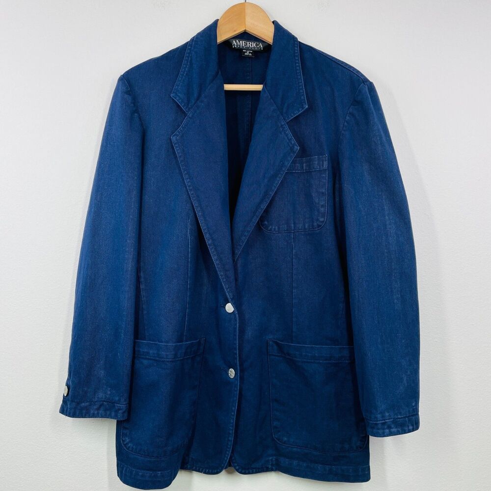 Vintage Blazer Womens Medium Blazer VTG Navy Blue Blazer VTG America Perry Ellis